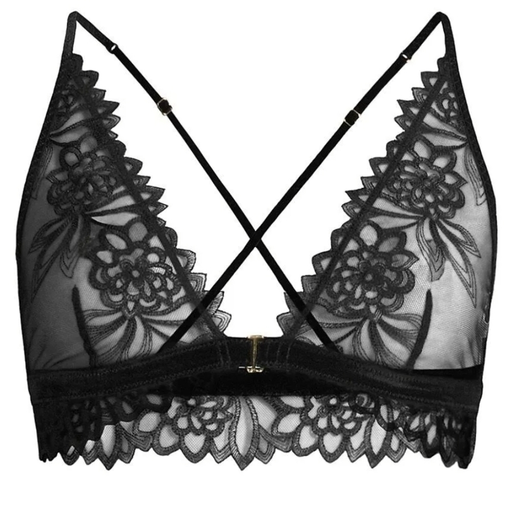 Chic Black Floral Lace Bralette